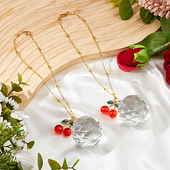 2 шт. стеклянная круглая подвеска в виде вишни и сплава&nbsp;HJEW-DC00105