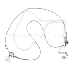 Двухслойные ожерелья из нержавеющей стали 304 NJEW-R026-28P