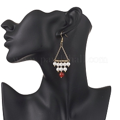 3 пара серег-подвесок в форме ромба из натуральных смешанных камней в двух стилях&nbsp;EJEW-TA00752