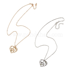 2 шт. 2 цвета мама дочка рука об руку семейное сердце сплав кулон ожерелья NJEW-FS0001-10A