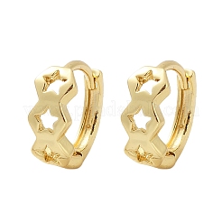 Полые серьги-кольца в форме звезды из латуни EJEW-L299-01G