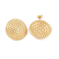 Текстурные плоские круглые серьги-гвоздики из нержавеющей стали 304 для женщин EJEW-K278-24G