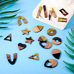 20шт 10 стиля подвески из непрозрачной смолы и орехового дерева&nbsp;RESI-TA0003-37