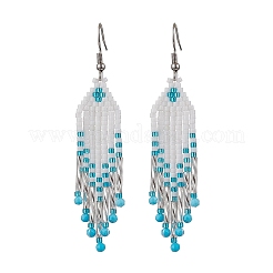 Серьги-кисточки из бисера из нержавеющей стали 304&nbsp;EJEW-MZ00432-02