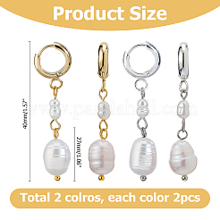 2 пара серег-колец из натурального культивированного пресноводного жемчуга двух цветов&nbsp;EJEW-HS00005