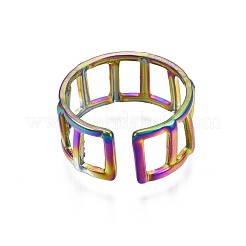 Прямоугольное манжетное кольцо из нержавеющей стали 304&nbsp;RJEW-N038-086