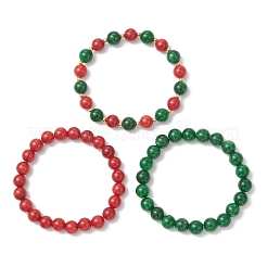 3 шт. браслет из окрашенного натурального малазийского нефрита и латунных круглых бусин&nbsp;BJEW-JB13445
