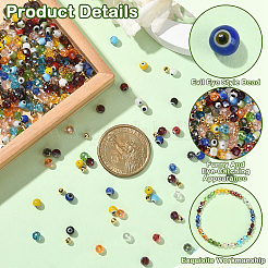 100 шт. круглые бусины-лэмпворк ручной работы от сглаза&nbsp;LAMP-YW0001-75