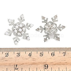 Серьги-гвоздики из латуни с микропаве из кубических цирконий в форме снежинки EJEW-G452-03P