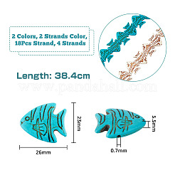4 нитка 2 цвета синтетические бирюзовые бусины с морской тематикой&nbsp;G-FH0001-94