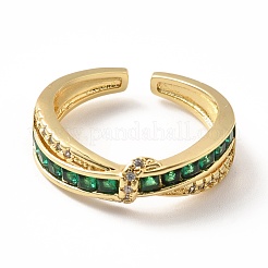 Открытое кольцо-манжета с кубическим цирконием крест-накрест RJEW-H101-34G