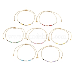 7 шт. Набор из 7 богемных регулируемых цилиндрических браслетов из стеклянного бисера&nbsp;BJEW-MZ00289