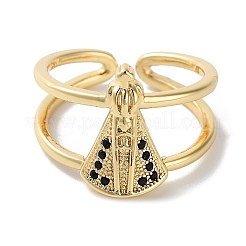 Открытые манжеты из латуни с микропаве и цирконием для женщин&nbsp;RJEW-E292-13G