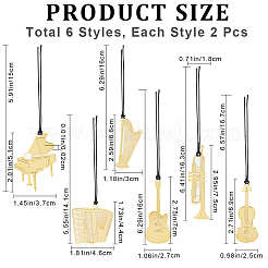 12 шт. 6 стиля латунных закладок с кисточкой OFST-CP0001-04