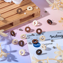 20 шт. 2 стиля фурнитуры для сережек-гвоздиков из натурального ясеня в форме пончика&nbsp;EJEW-TA0001-35
