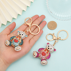 2 шт. 2 цвета мультяшный медведь сердце горный хрусталь кулон брелок KEYC-CA0001-47