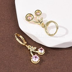 Серьги-подвески из вишневой латуни с микропаве из кубического циркония.&nbsp;EJEW-K324-01G