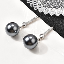 925 круглые серьги-подвески из стерлингового серебра с прозрачным кубическим цирконием EJEW-L300-07P