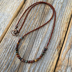 Круглые синтетические бирюзовые и стеклянные бусины ожерелья для мужчин FS-WGBCB06-01