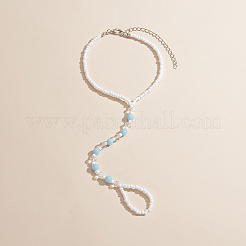 Браслеты на ногу из светящейся смолы с круглыми бусинами и стеклянными бусинами WG45460-03