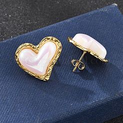 201 серьги-гвоздики в форме сердца из нержавеющей стали EJEW-P304-03G