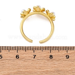 Цветочные латунные открытые манжеты для женщин RJEW-G341-01G