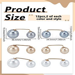 12 шт. 6 стиля двойная круглая брошь с имитацией жемчуга&nbsp;JEWB-LP0005-03