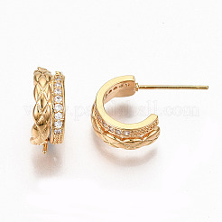 Серьги-кольца из латуни с прозрачным кубическим цирконием и прозрачным паве&nbsp;KK-R117-034B-NF