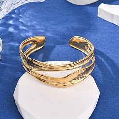 Браслеты-манжеты из нержавеющей стали 304 для женщин&nbsp;BJEW-G749-17G