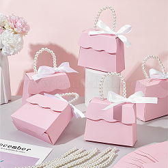 Подарочная коробка из бумаги трапециевидной формы с пластиковыми ручками под жемчуг CON-WH0092-65B