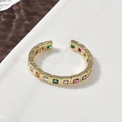 Манжеты из латуни с микро паве кубический цирконий для женщин&nbsp;RJEW-H256-09G