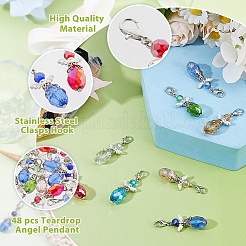 48 шт. 8 стильных подвесных украшений из стеклянного сплава HJEW-FH00126