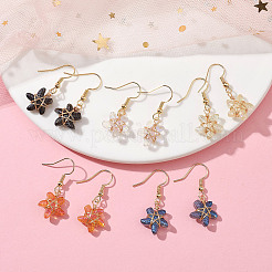 5 пара 5-х цветных серег с подвесками в форме морской звезды лэмпворк EJEW-JE05443-S