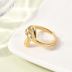 Латунные микропаве прозрачные кубические цирконии регулируемые открытые манжеты кольца для женщин&nbsp;RJEW-I111-06G-02