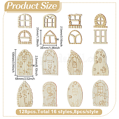 128 шт. необработанных деревянных дверей и окон для кукольного домика&nbsp;WOOD-GO0001-22