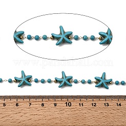 Цепи ручной работы из нержавеющей стали 304 с синтетическим бирюзовым узором в виде морской звезды&nbsp;CHS-L032-05G-02