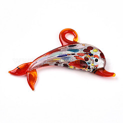 Ручной серебряная фольга Lampwork большие кулоны&nbsp;LAMP-T023-13