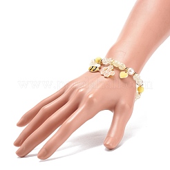 Эластичный браслет из акрила с искусственным жемчугом&nbsp;BJEW-JB08448-01