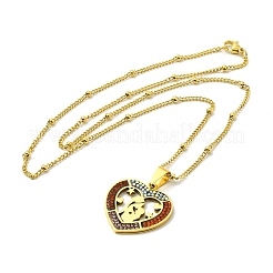 Красочные ожерелья с подвеской в виде сердца на день матери со стразами NJEW-G123-02G