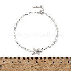 S925 браслеты из стерлингового серебра с микропаве из кубических цирконий и подвесками для женщин BJEW-K276-02P