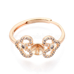 Сердце латунный микропаве прозрачный кубический цирконий регулируемые настройки кольца KK-T076-49G