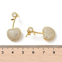 Серьги-гвоздики из вишневой латуни с микропаве из кубических цирконий&nbsp;EJEW-M077-12G-02