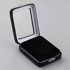 Коробки для демонстрации алмазов из искусственной кожи с губкой внутри&nbsp;LBOX-WH0004-04B