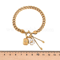 Браслеты из нержавеющей стали 304 с микропаве и прозрачными фианитами&nbsp;BJEW-K297-01G