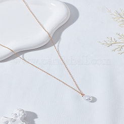 1 шт. АБС-пластик имитация жемчуга каплевидная подвеска железная цепь ожерелья&nbsp;NJEW-LP0009-35