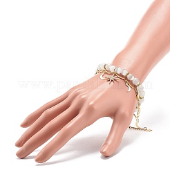 Многорядный браслет с круглой цепочкой из бисера и латунными звеньями «кошачий глаз» BJEW-JB08791