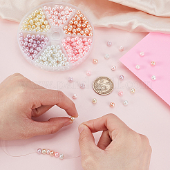 360шт 6 цвета выпечка окрашенные жемчужные стеклянные жемчужные круглые бусины HY-GA0001-01A