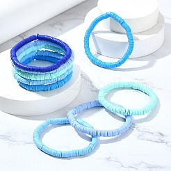 30шт 5 цвета полимерная глина Heishi Surfer стрейч браслеты набор BJEW-SW00135