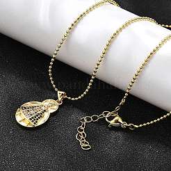 Латунные прозрачные и синие циркониевые ожерелья с подвесками Nossa senhora aparecida для женщин NJEW-U039-01B-G