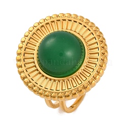 Плоские круглые кольца из натурального смешанного камня&nbsp;RJEW-Q822-02G